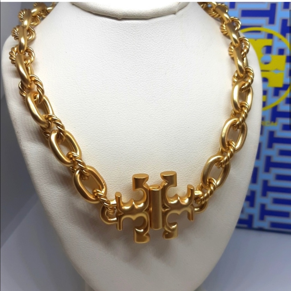 Tory Burch Chunky Gold Logo Link Necklace
